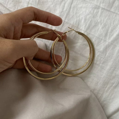 銀針簡約橢圓形耳圈歐美跨境個性潮流耳環小眾百搭設計感耳飾批發