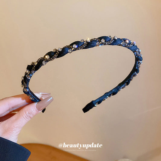 布面扭紋鑲鑽纏繞髮箍－商品主圖｜https://igowo.tw/