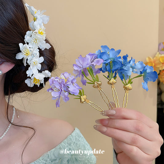 布面花朵復古髮簪－商品主圖｜https://igowo.tw/