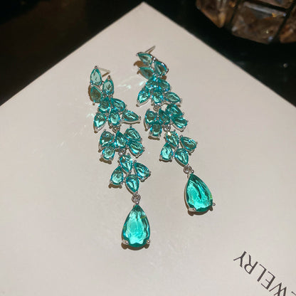 中古風銀針鋯石方形流蘇耳釘輕奢高級感新中式耳環時尚氣質耳飾女