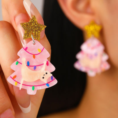 壓克力聖誕貓咪耳釘