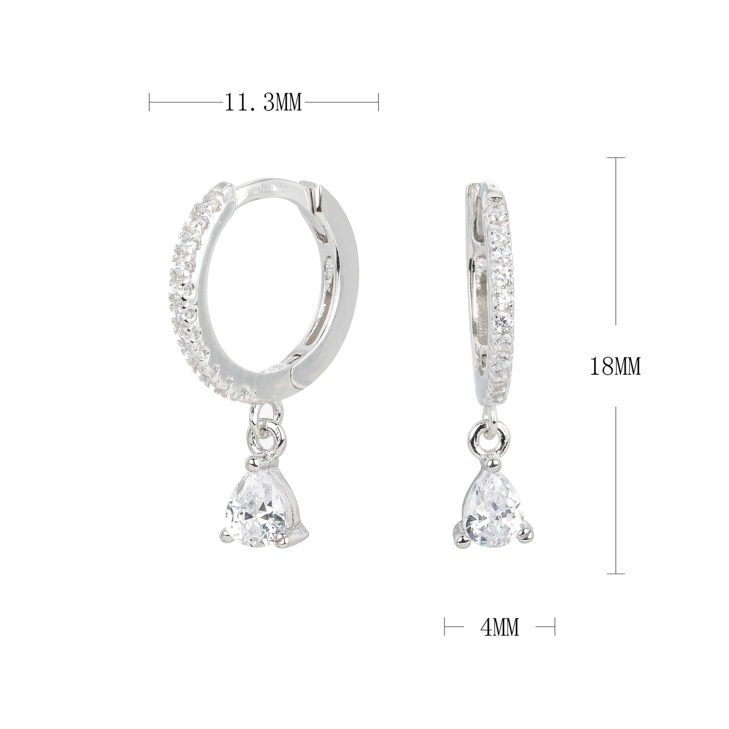 S925 耳環法式鑲鋯水滴形耳墜耳飾小眾輕奢百搭飾品