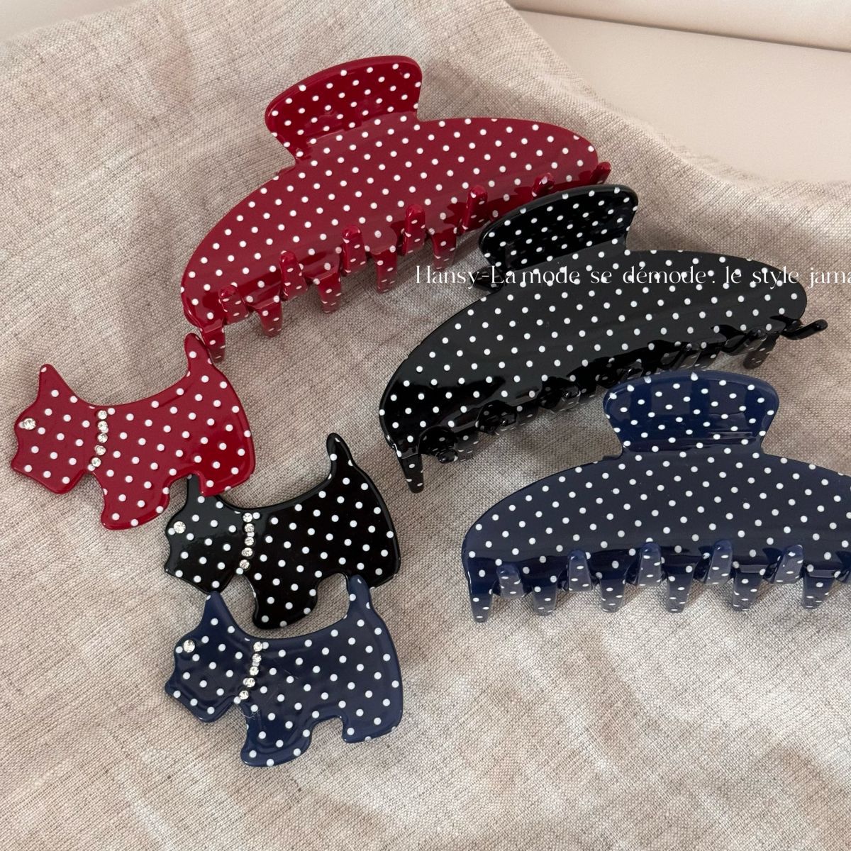 醋酸板材波點鯊魚夾－商品主圖｜https://igowo.tw/