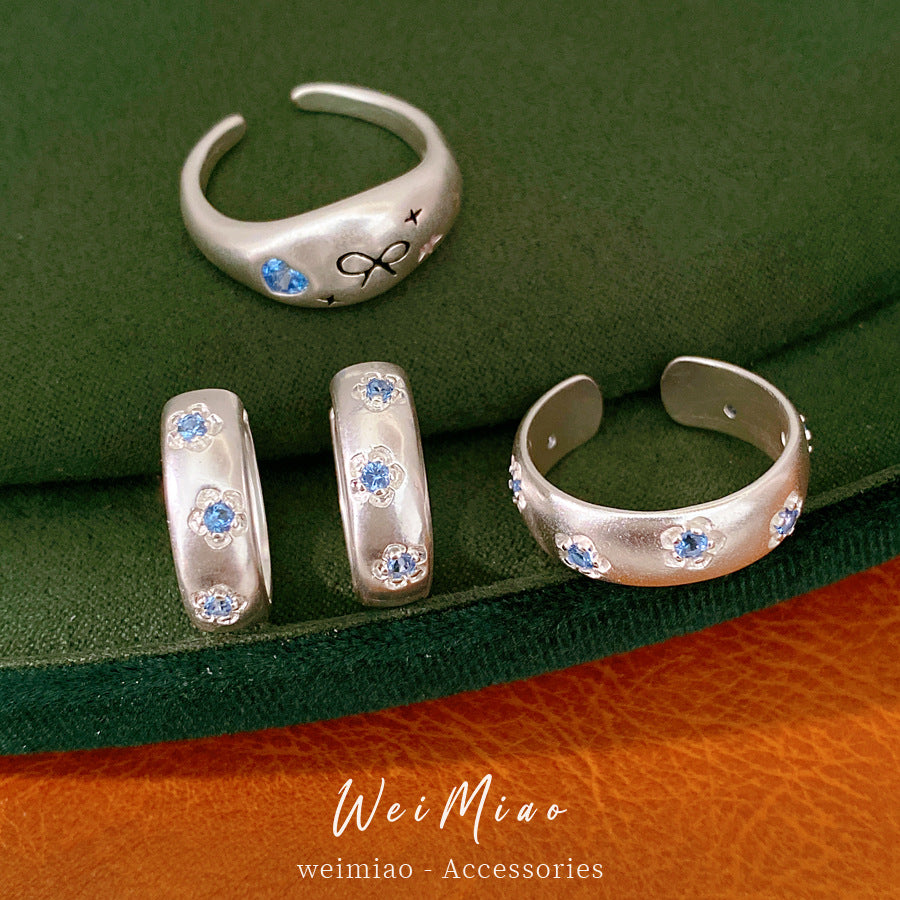 鋯石花朵拉絲耳扣套組－商品主圖｜https://igowo.tw/