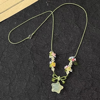 水晶星星花朵編織項鍊