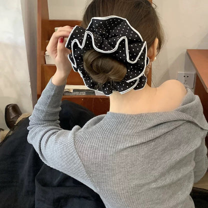 波點大腸圈簡約髮圈－四層波點圈-奶白款實拍｜https://igowo.tw/