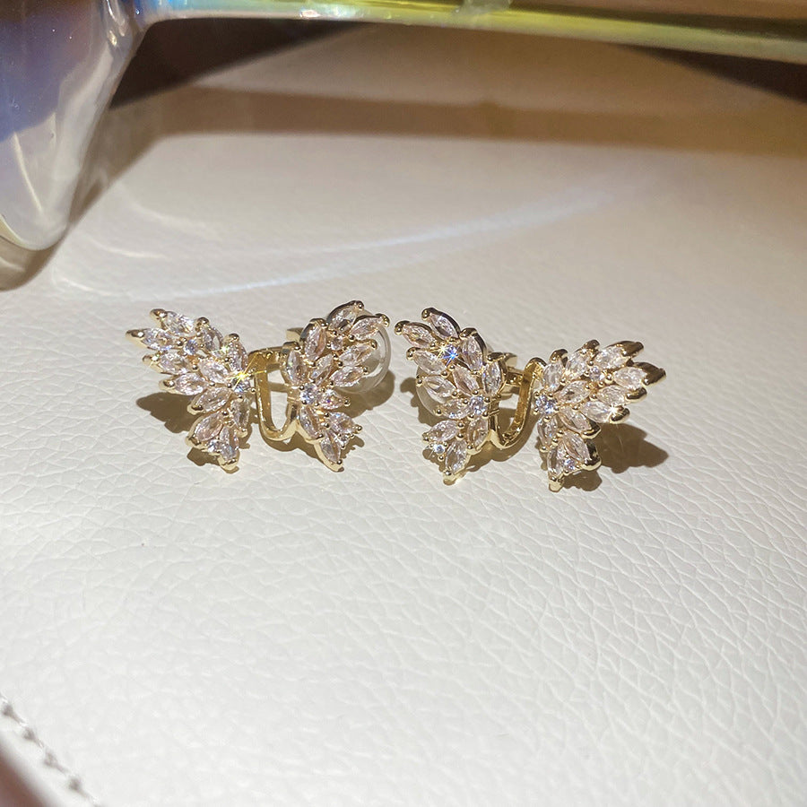 耳夾~18k真金電鍍鋯石蝴耳夾女無耳洞精致甜美氣質耳骨夾輕奢小眾