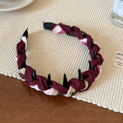 彩色波浪纏繞髮箍－紫咖色款細節｜https://igowo.tw/