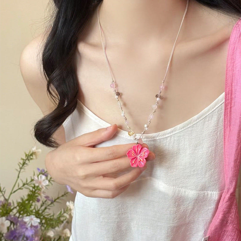 繽紛串珠花朵項鍊－項鍊-黃色款細節｜https://igowo.tw/