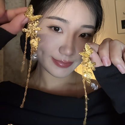 銀針法式復古金屬幾何吊墜耳釘輕奢高級感耳環設計感小眾耳飾批發