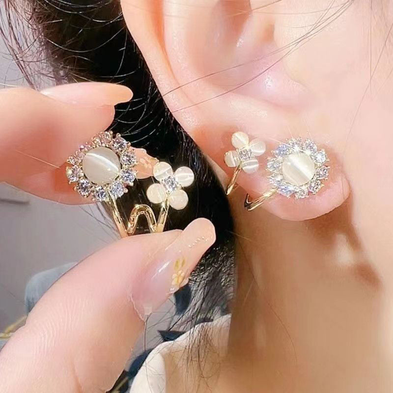S925貓眼石花朵耳環－商品主圖｜https://igowo.tw/