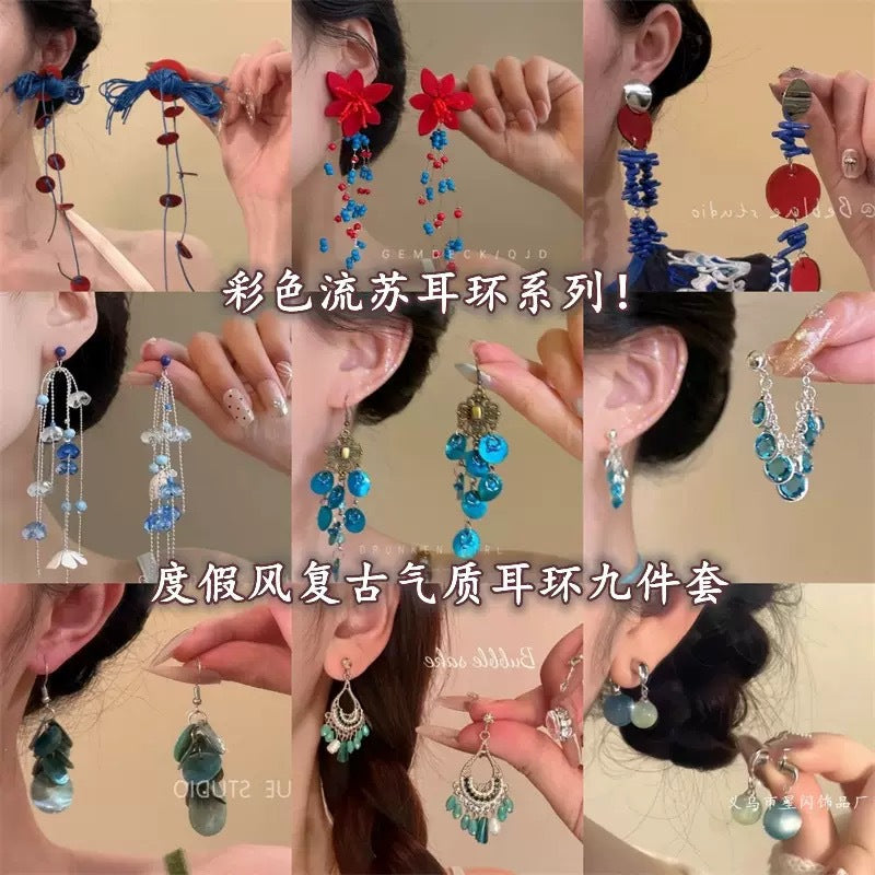 皮繩貝殼圓形流蘇耳環－商品主圖｜https://igowo.tw/