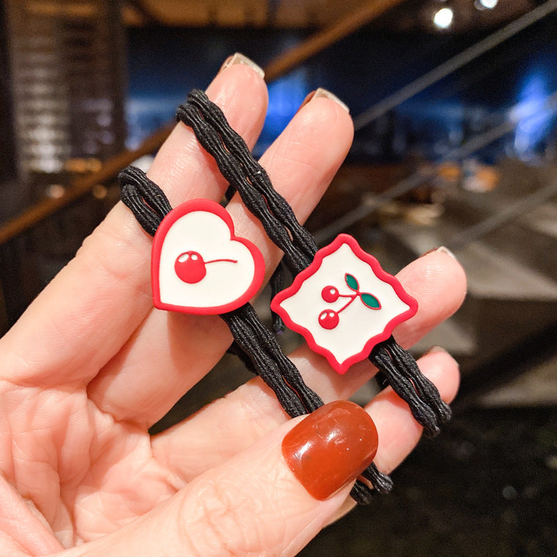 金屬櫻桃簡約髮圈－圓形櫻桃款細節1｜https://igowo.tw/