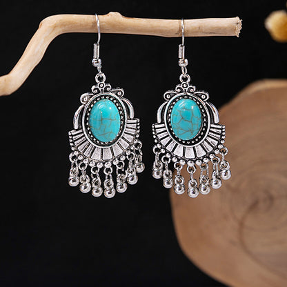 流蘇復古耳環－/藍色款細節｜https://igowo.tw/