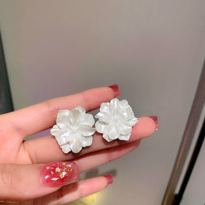 跨境甜美優雅花朵愛心珍珠耳釘小眾時尚文藝風耳環個性百搭耳飾女
