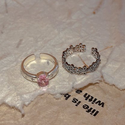 花朵鏤空可調式戒指－銀b款實拍｜https://igowo.tw/