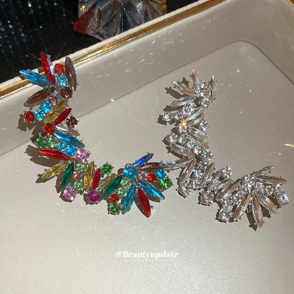 歐美鑲鉆不規則耳夾女無耳洞小眾設計感Y2K千禧風高級感耳飾耳環