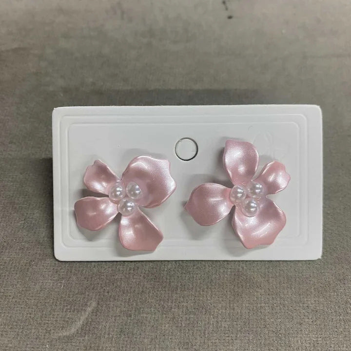 夏日梔子花花朵珍珠耳釘甜美耳環高級感輕奢小眾氣質百搭耳飾