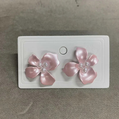 夏日梔子花花朵珍珠耳釘甜美耳環高級感輕奢小眾氣質百搭耳飾