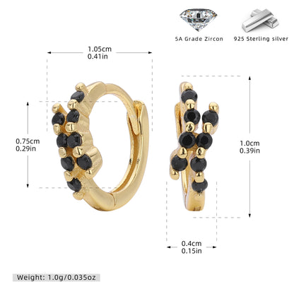 S925 歐美新款耳環INS極簡幾何鑲鋯耳飾輕奢小眾百搭飾品
