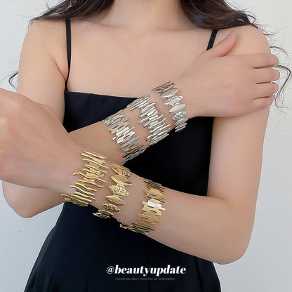 歐美金屬不規則開口手鐲潮流時尚個性夸張手環小眾高級感手飾批發
