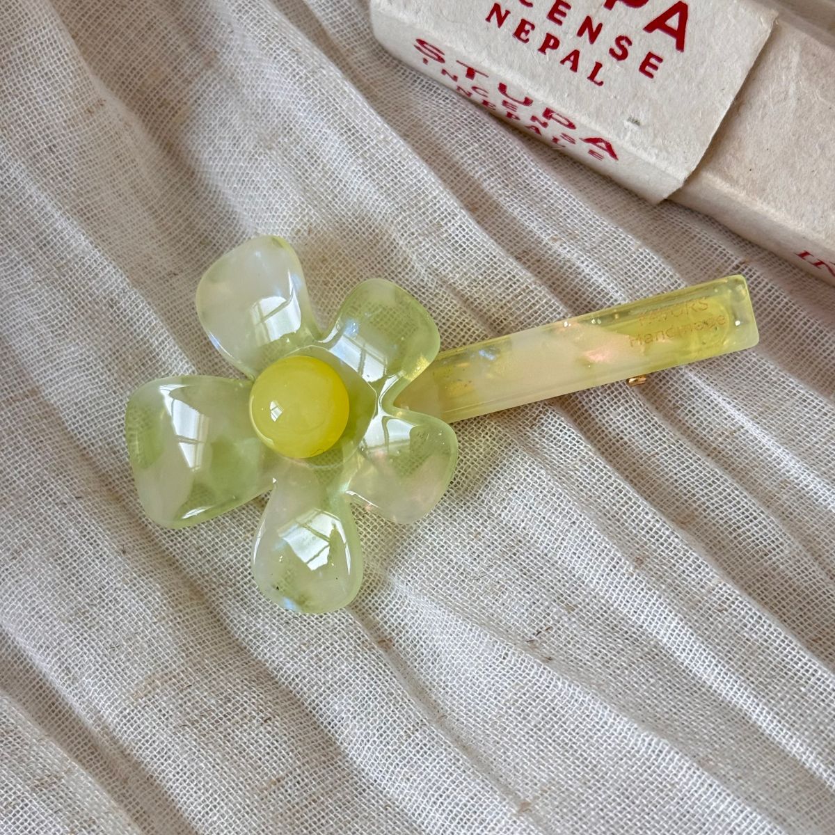 醋酸板材花朵一字髮夾