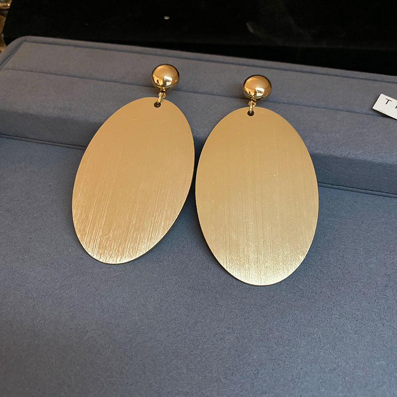 銀針花朵圓珠誇張耳釘