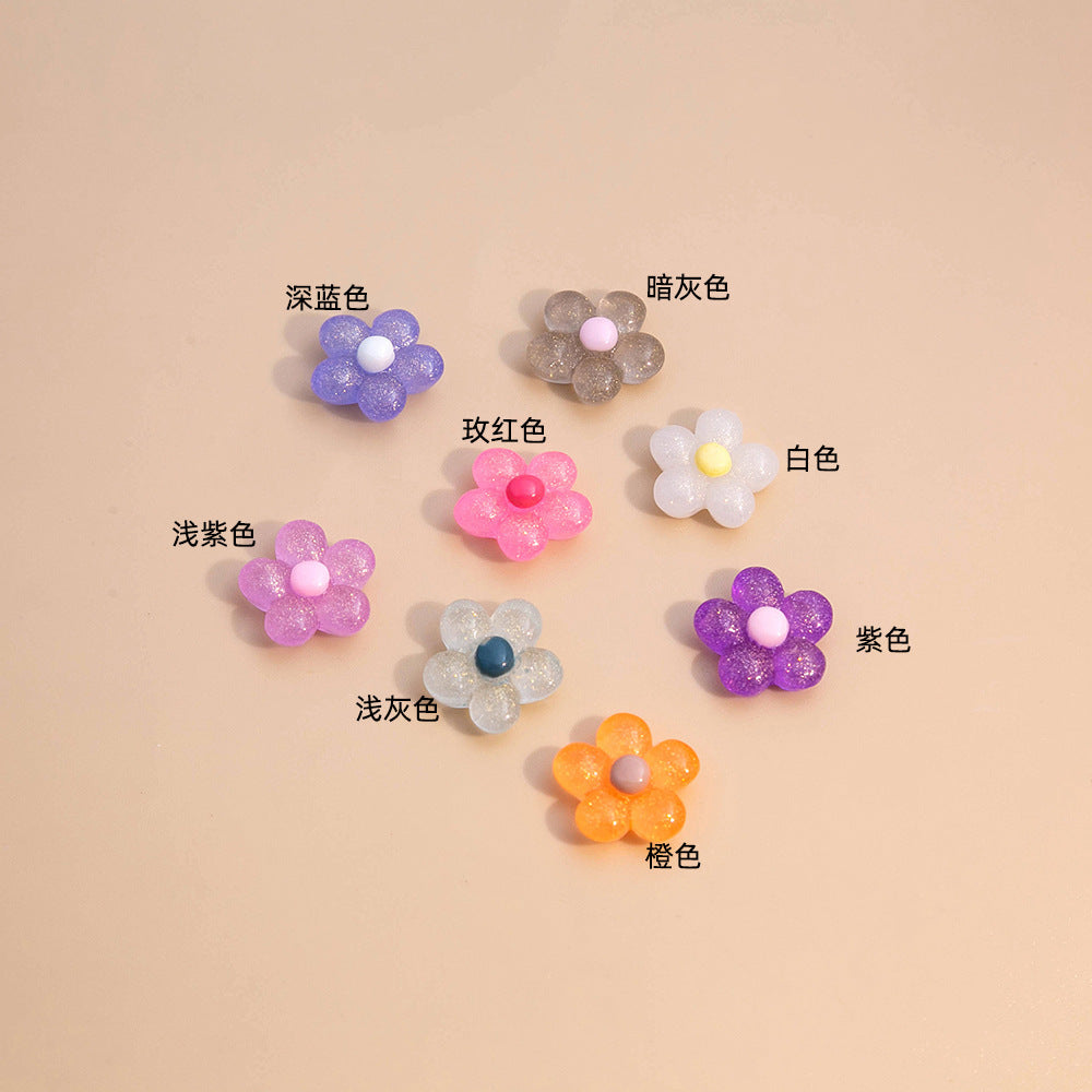 撞色樹脂花朵吊飾