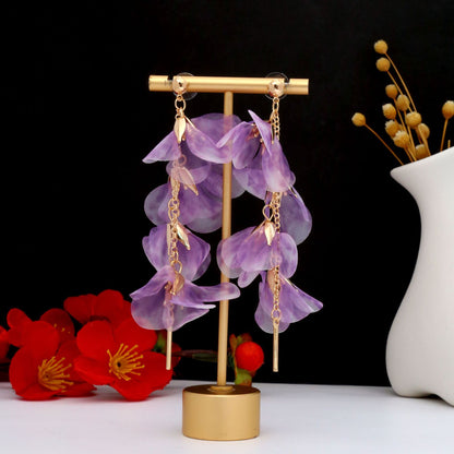 粉色珍珠花朵流蘇耳環－細節特寫17｜https://igowo.tw/