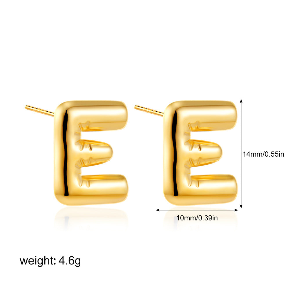 不鏽鋼字母簡約耳釘－Q金色款細節｜https://igowo.tw/