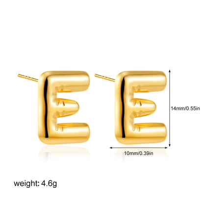 不鏽鋼字母簡約耳釘－Q金色款細節｜https://igowo.tw/