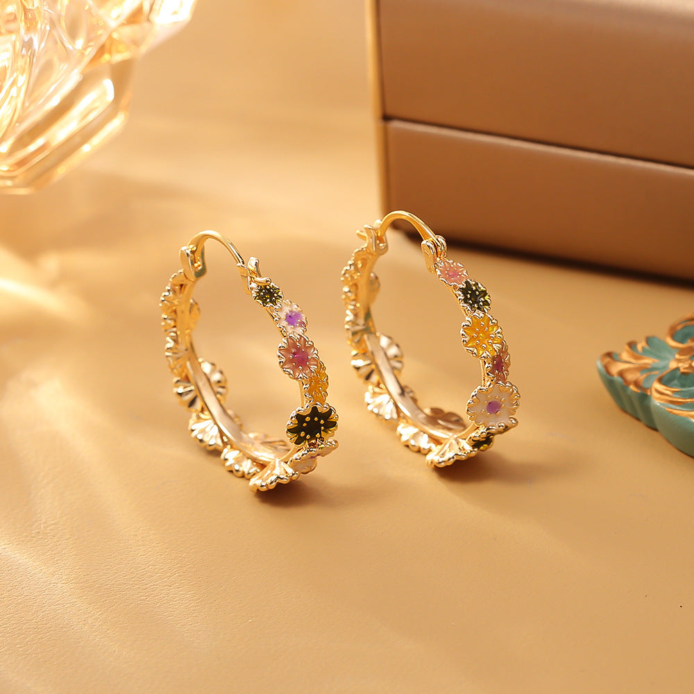 彩色花朵圓圈耳環－商品主圖｜https://igowo.tw/