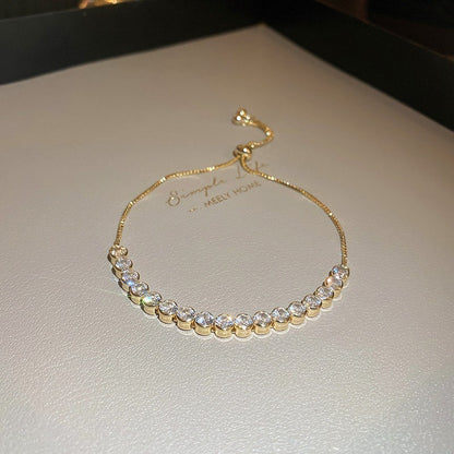 真金電鍍鋯石太陽愛心手鏈小眾甜美百搭手環氣質輕奢高級感手飾女