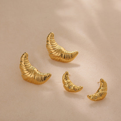 金色不鏽鋼簡約耳釘－商品主圖｜https://igowo.tw/