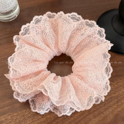 網紗大腸圈刺繡髮圈