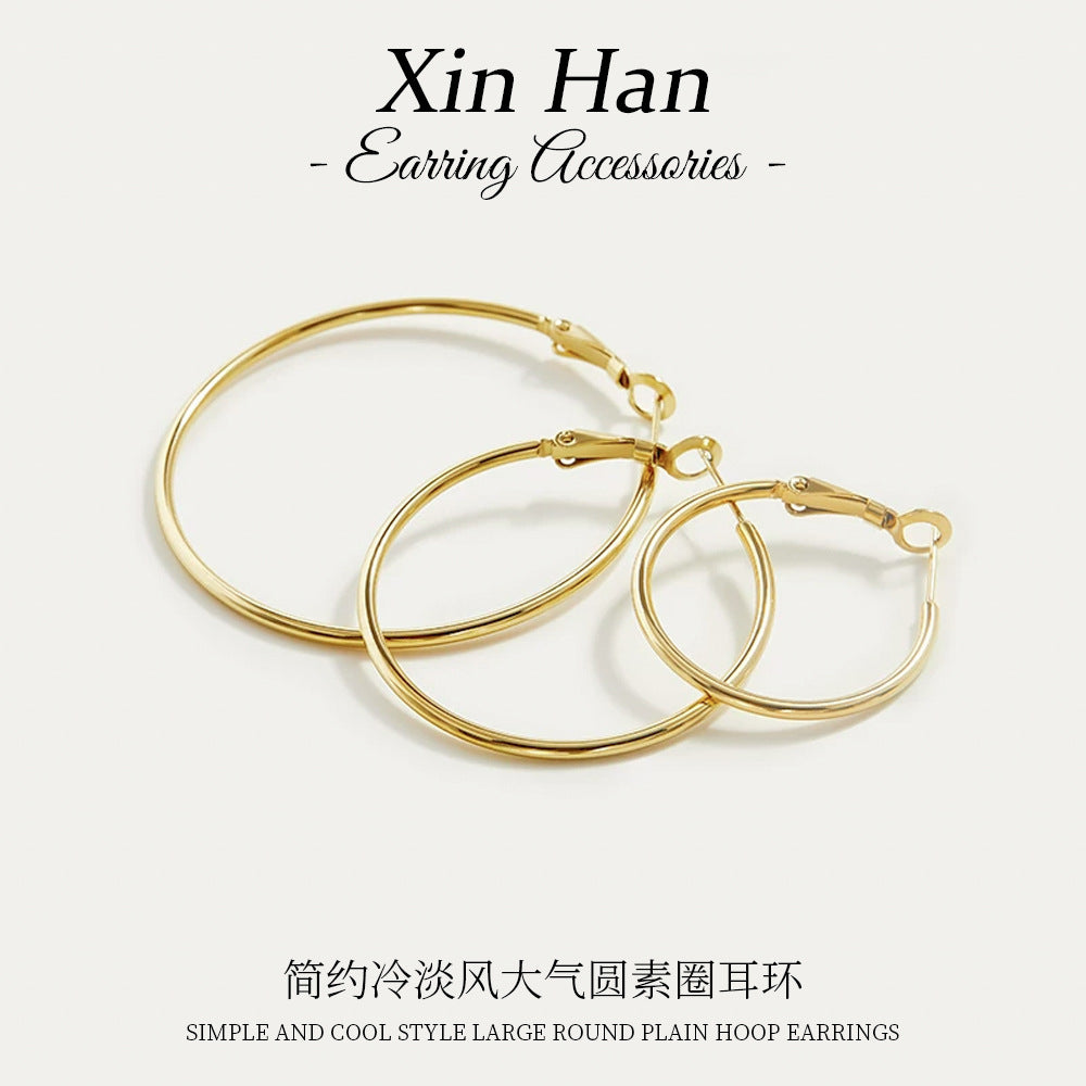 金色素圈誇張耳環－第二視角實拍｜https://igowo.tw/