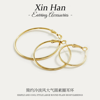 金色素圈誇張耳環－第二視角實拍｜https://igowo.tw/