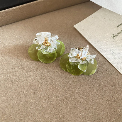 銀針鋯石滴油花朵珍珠耳釘森系清新耳環輕奢高級感耳飾設計感小眾