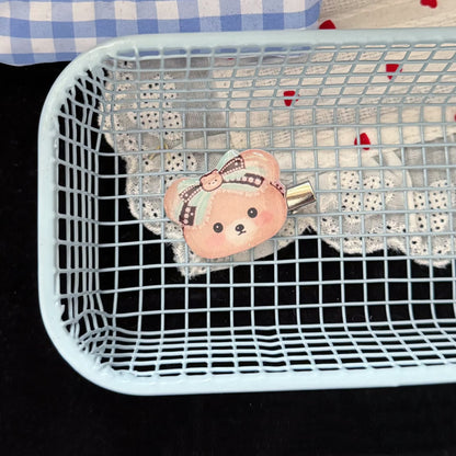 棕色琺瑯領結小熊髮夾
