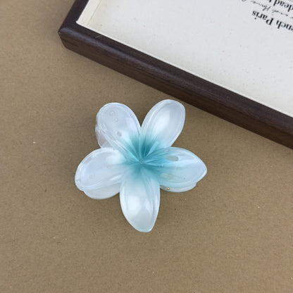 漸層花朵髮夾－藍色-三朵花款細節｜https://igowo.tw/