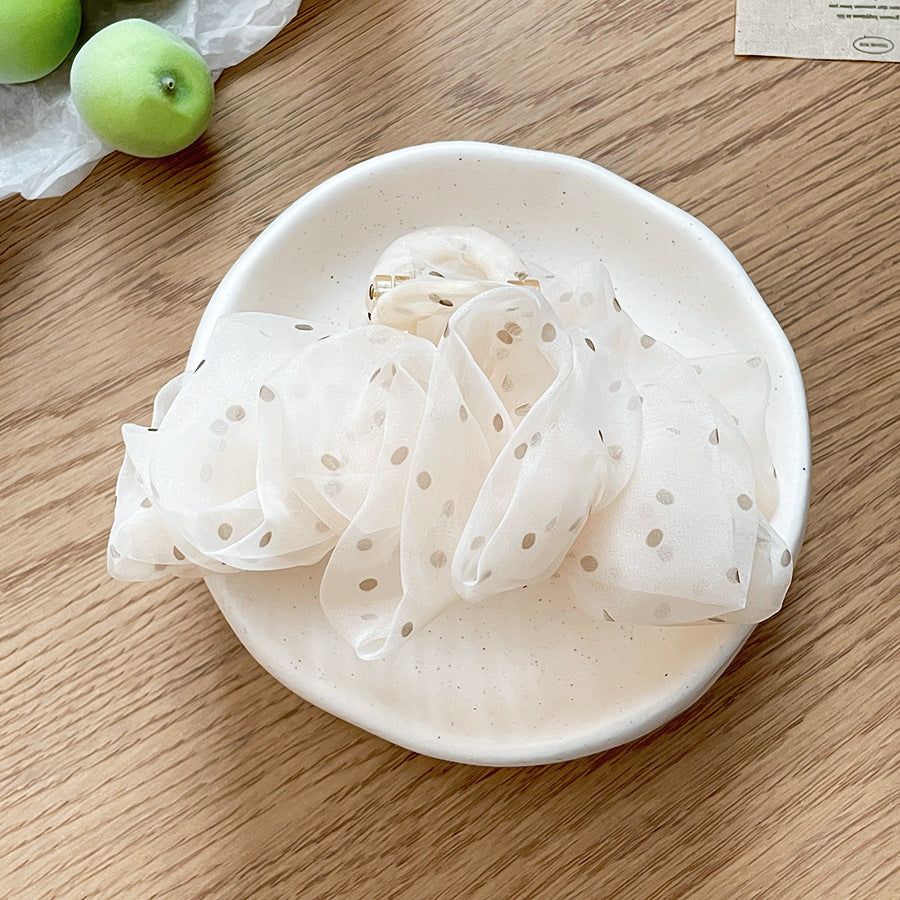 網紗波點鯊魚夾
