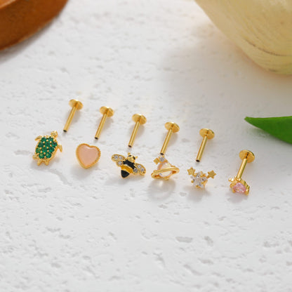 金色鋯石小巧耳釘－細節特寫1｜https://igowo.tw/