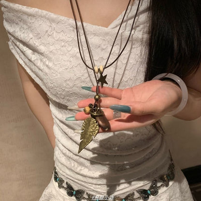 皮革墜飾簡約項鍊