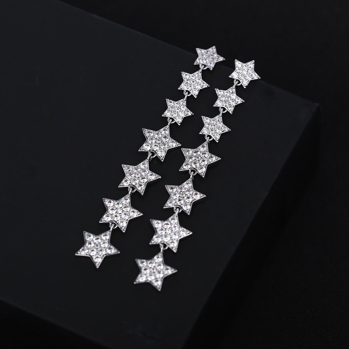 S925星星流蘇長版耳釘