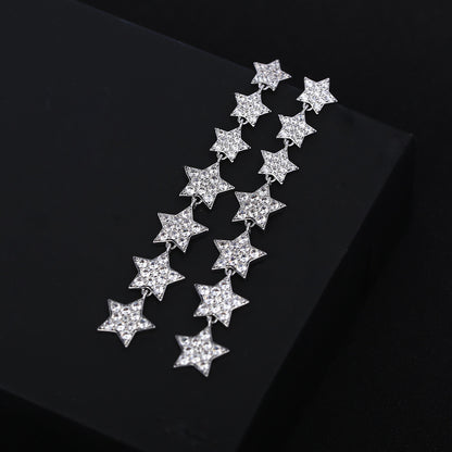 S925星星流蘇長版耳釘