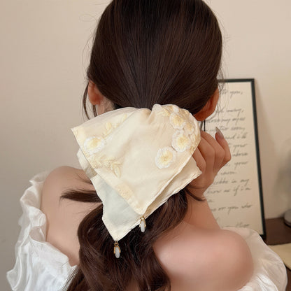 雛菊刺繡髮圈－商品主圖｜https://igowo.tw/