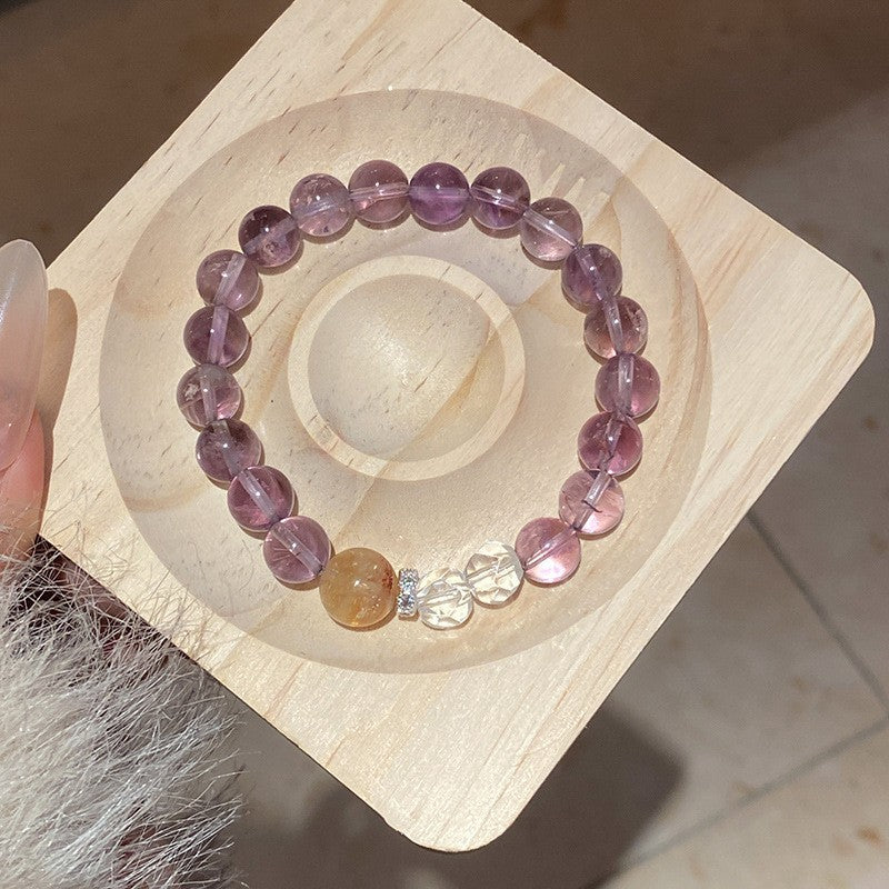 紫水晶蛇形纏繞串珠手鏈新中式復古百搭手串小眾氣質設計感手飾女
