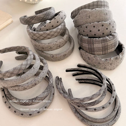 灰色布面波點髮箍－商品主圖｜https://igowo.tw/