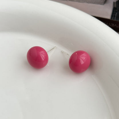 繽紛銀針圓珠耳釘