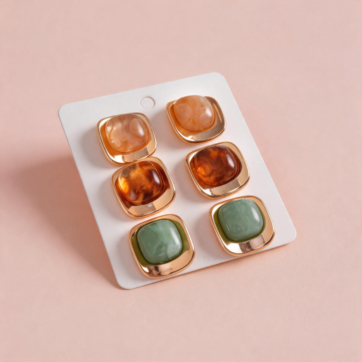 壓克力方形復古耳釘